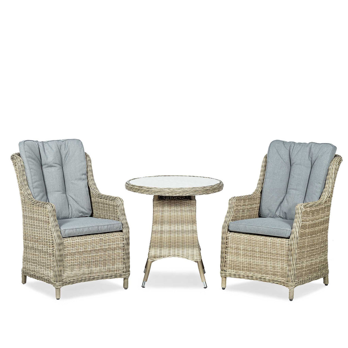 Wentworth 2 Seat Highback Rattan Garden Bistro Set from Roseland Home Furniture