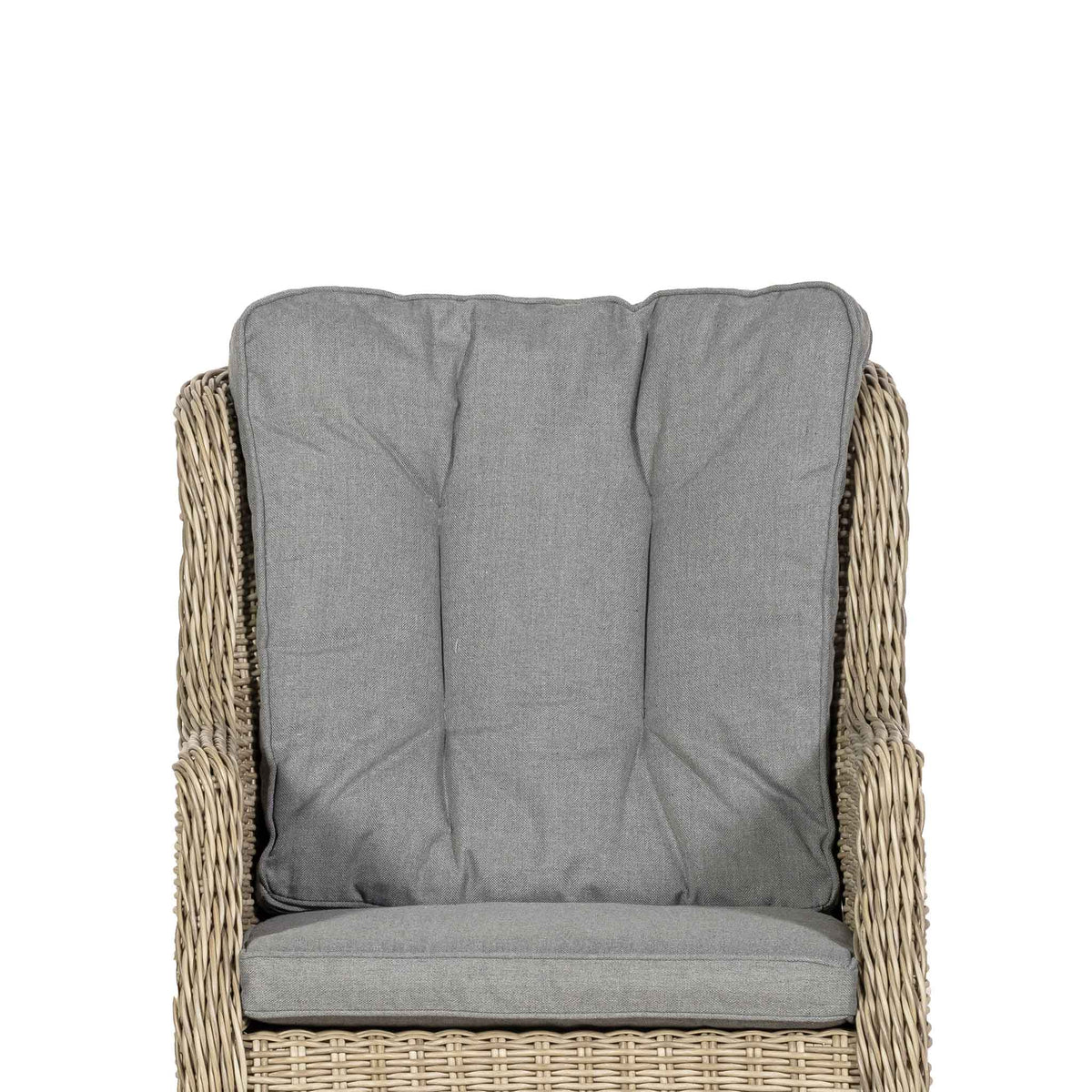 Wentworth 2 Seat Highback Rattan Garden Bistro Set close up of cushion