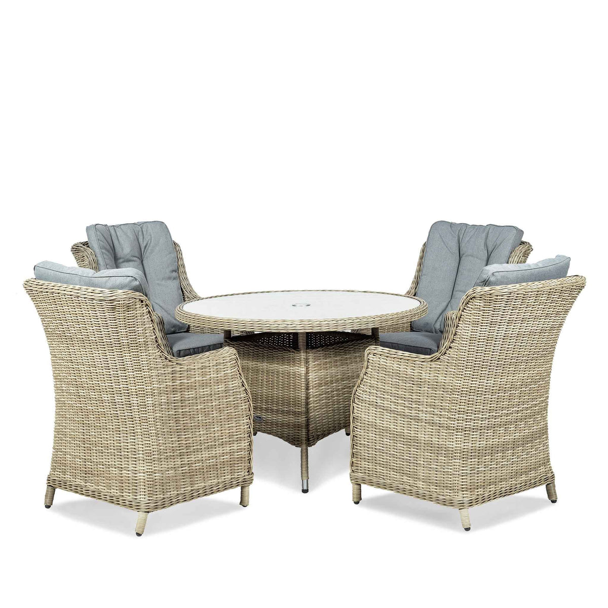 Wentworth 4 Seat 110cm Highback Rattan Outdoor Dining Set