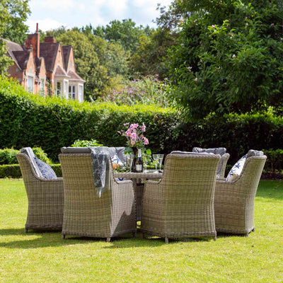 Wentworth 6 Seat 140cm Highback Rattan Dining Set