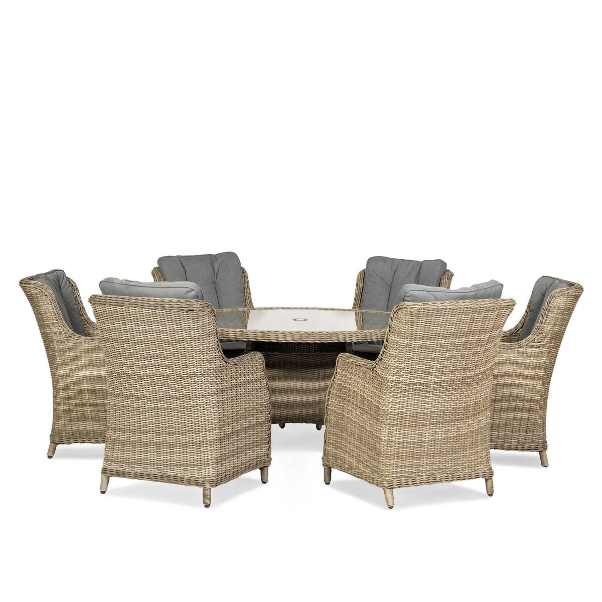 Wentworth 6 Seat 140cm Highback Rattan Garden Dining Set from Roseland Home Furniture