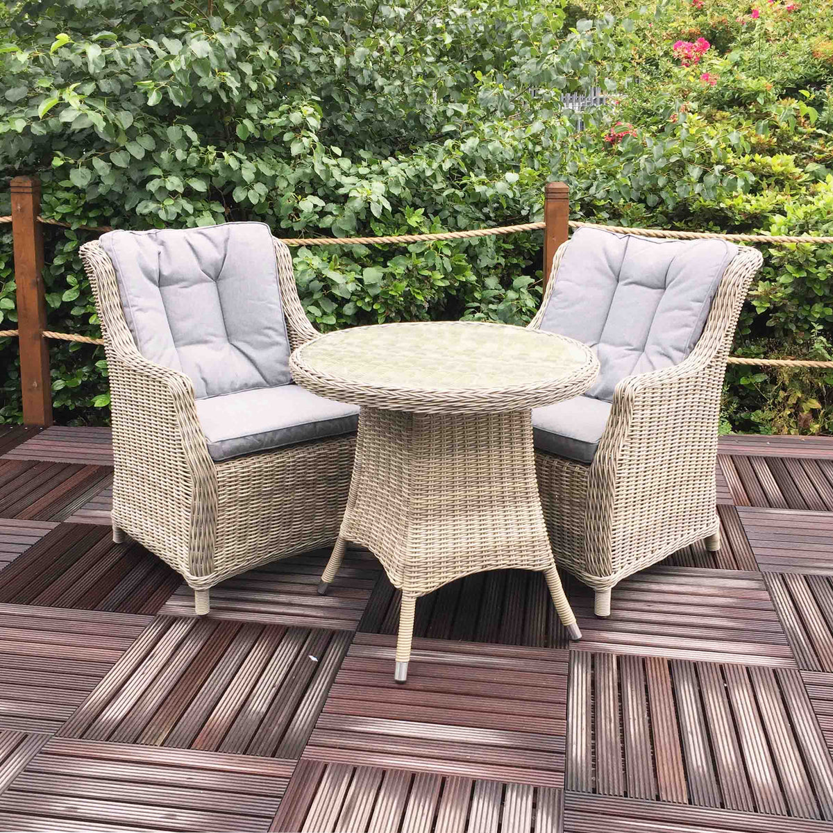 Wentworth 2 Seat Highback Rattan Garden Bistro SetLifestyle Setting