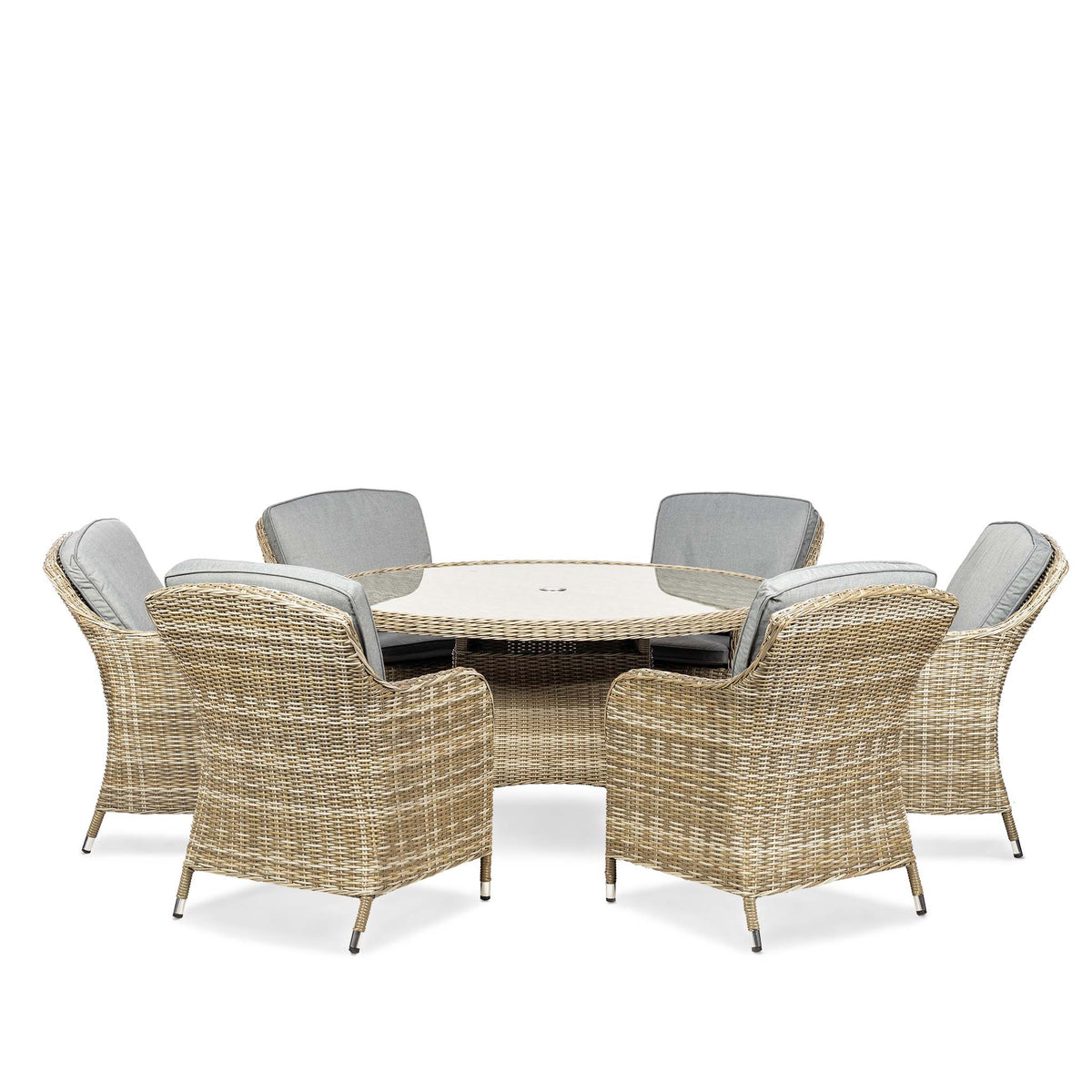 Wentworth 6 Seat 140cm Deluxe Rattan Outdoor Dining Set