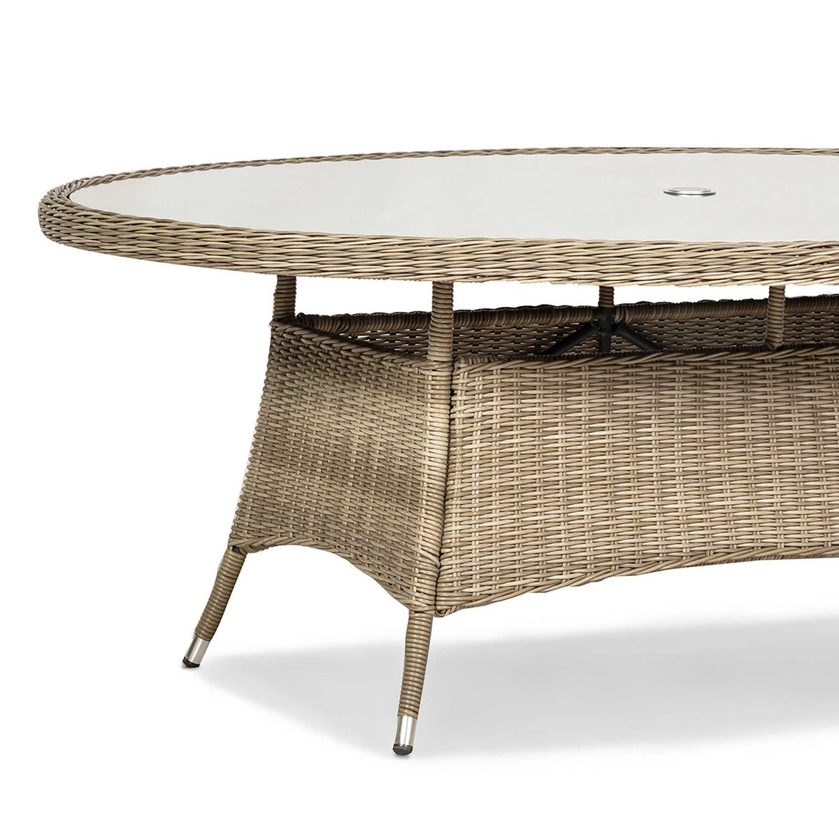 Wentworth 6 Seat Ellipse High-back Rattan Dining Set - Close up of Table