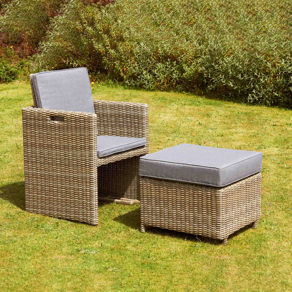 Wentworth 10 Seater Rattan Cube Garden Dining Set Armchair with stool