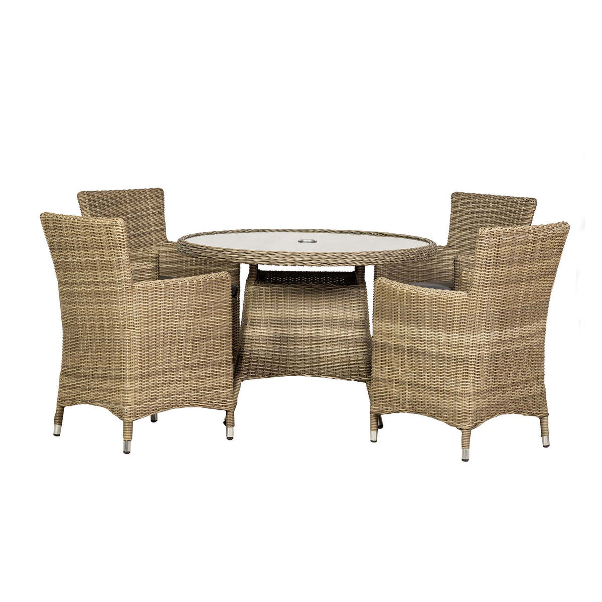 Wentworth 110cm 4 Seater Rattan Round Garden Dining Set