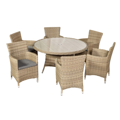 Wentworth 6 Seater Rattan 140cm Round Dining Set