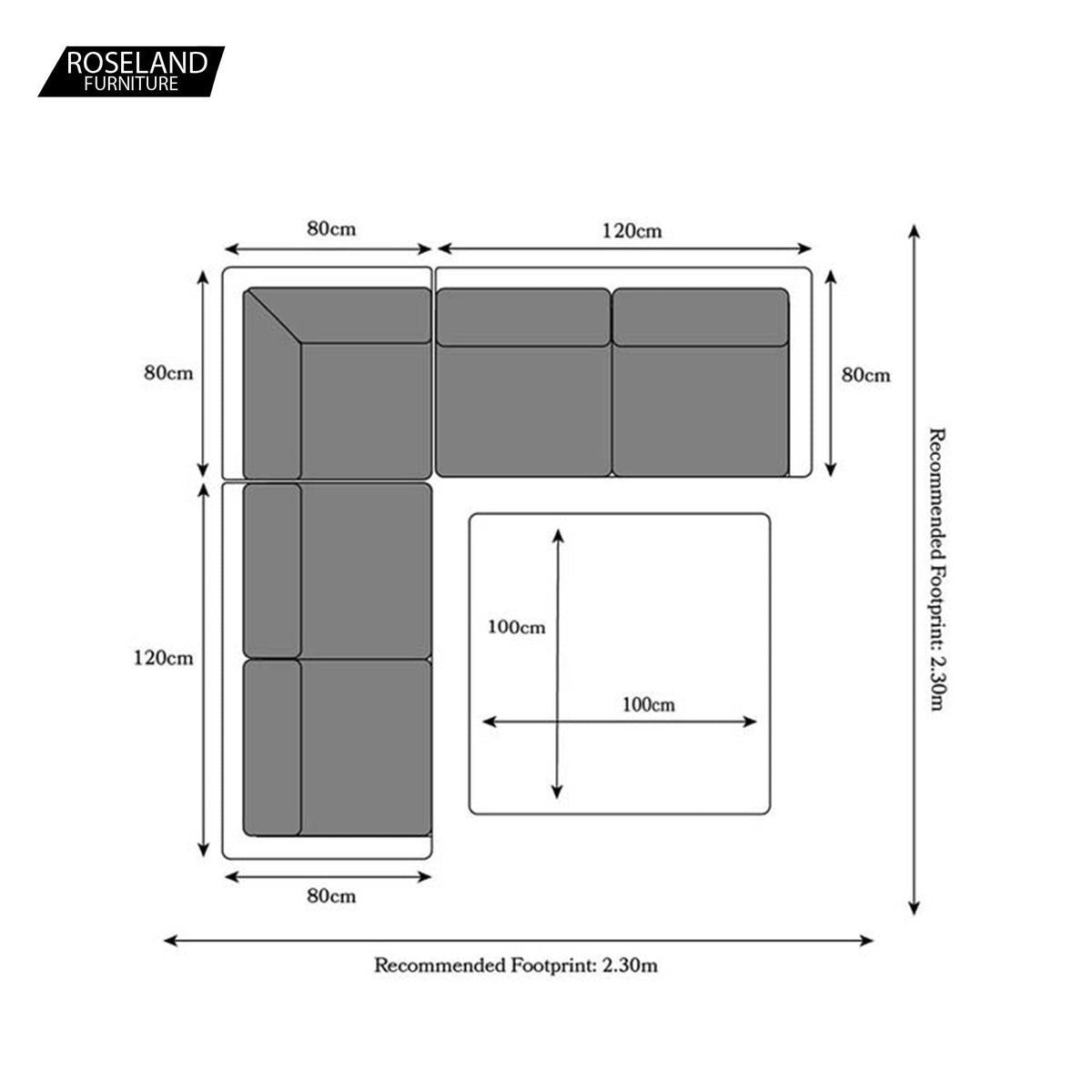 Wentworth Rattan Garden Lounge Dining Set with Adjustable Table Dimensions & Size Guide