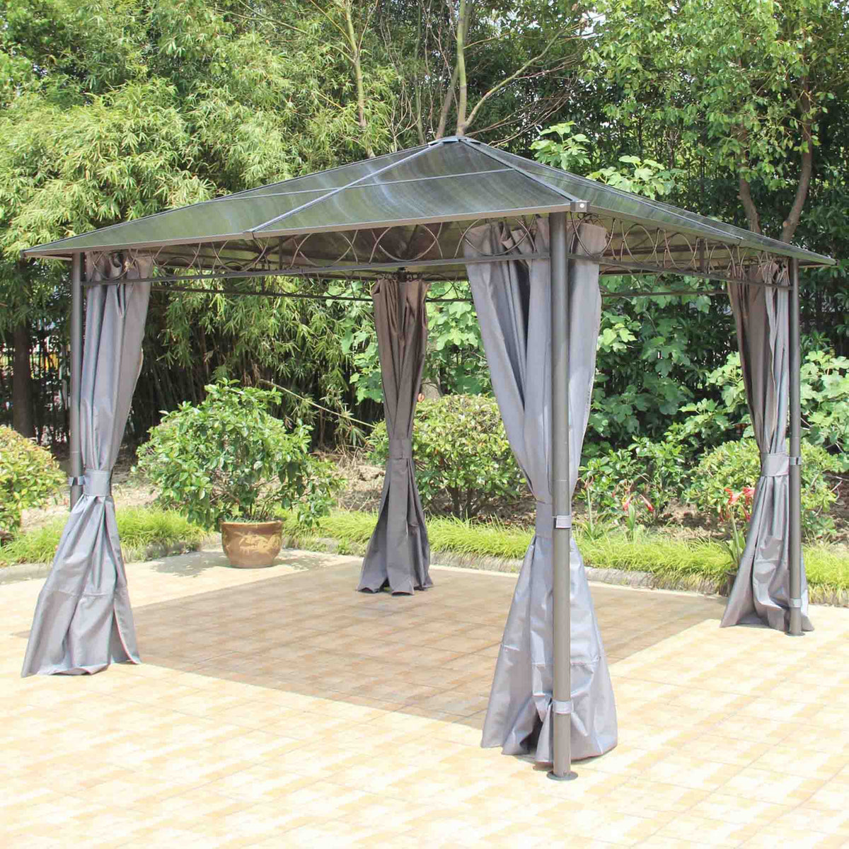 Zurich Grey 3m x 3m Polycarbonate Garden Gazebo