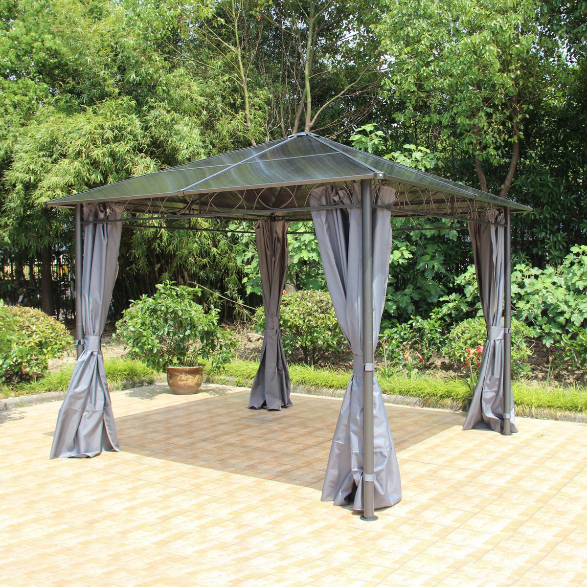 Zurich Grey 3m x 3m Polycarbonate Garden Gazebo