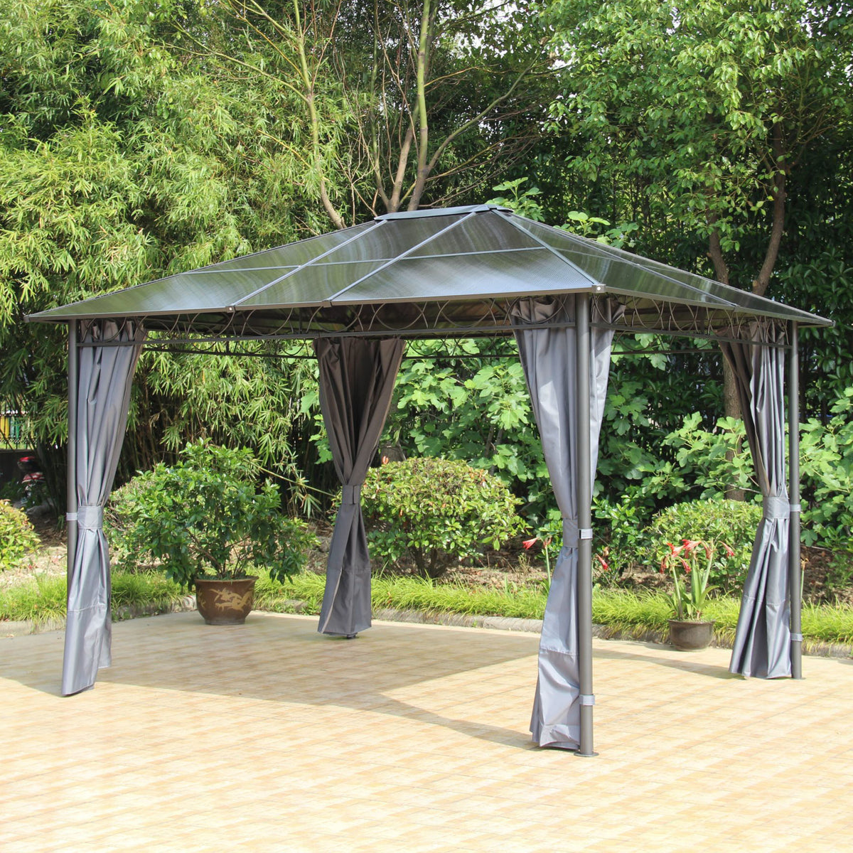 Zurich Grey 3m x 3.7m Polycarbonate Outdoor Gazebo