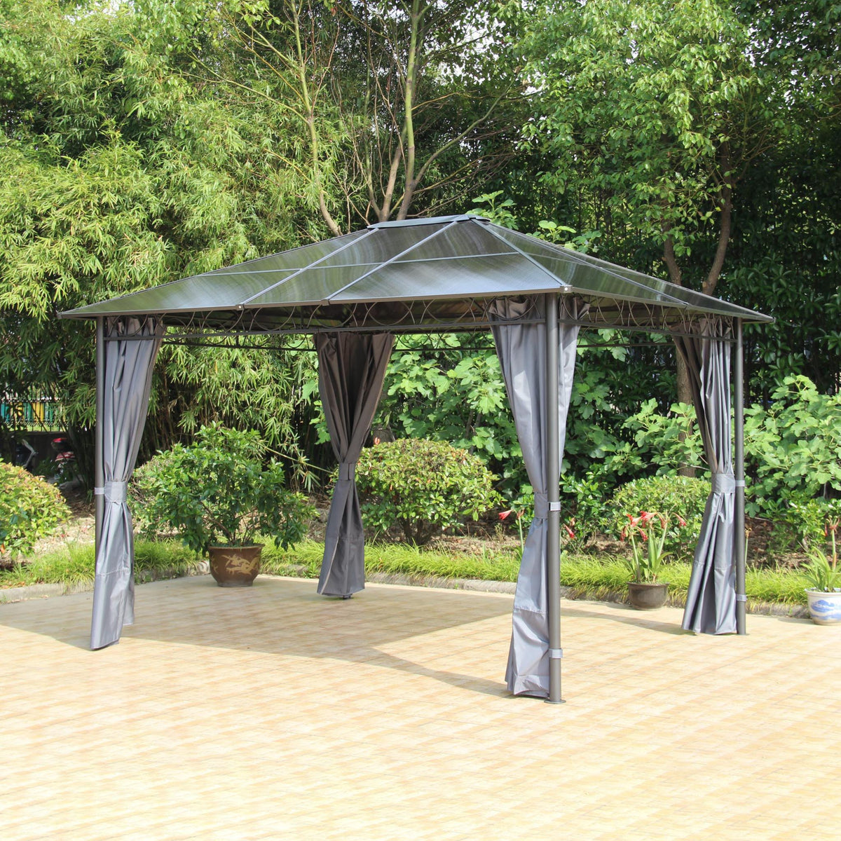 Zurich Grey 3m x 3.7m large Polycarbonate Garden Gazebo