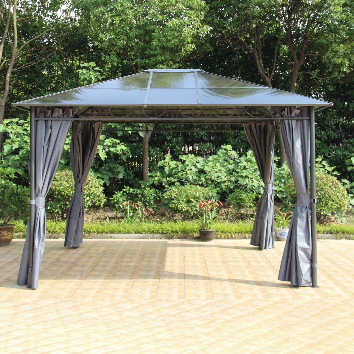 Zurich Grey 3m x 3.7m Polycarbonate Garden Gazebo