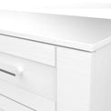 Bellamy White wireless charging 3 drawer bedside table wood grain close up