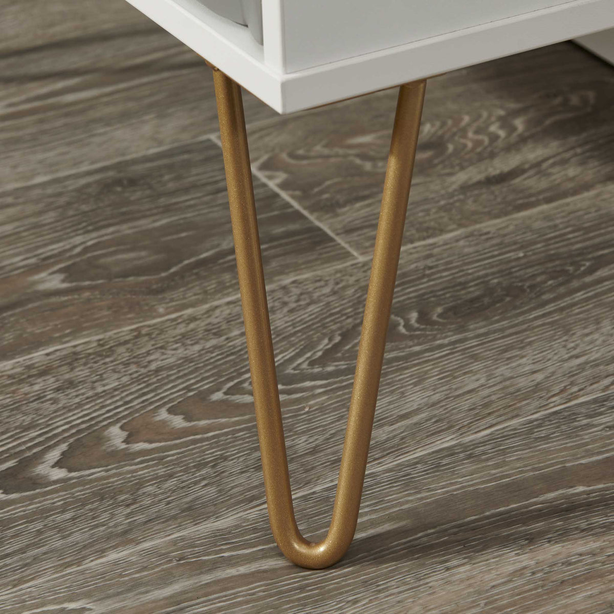 Geo 2 Drawer Bedside Table with Gold Hairpin Legs