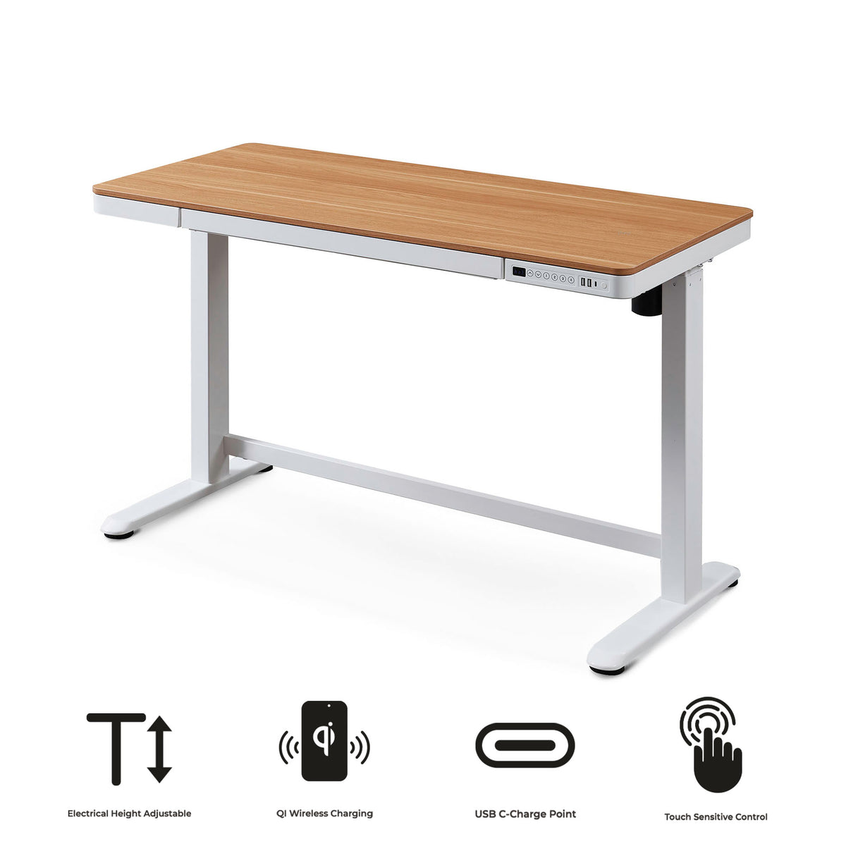 Juno White & Oak Wireless Smart Office Desk from Roseland Furniture