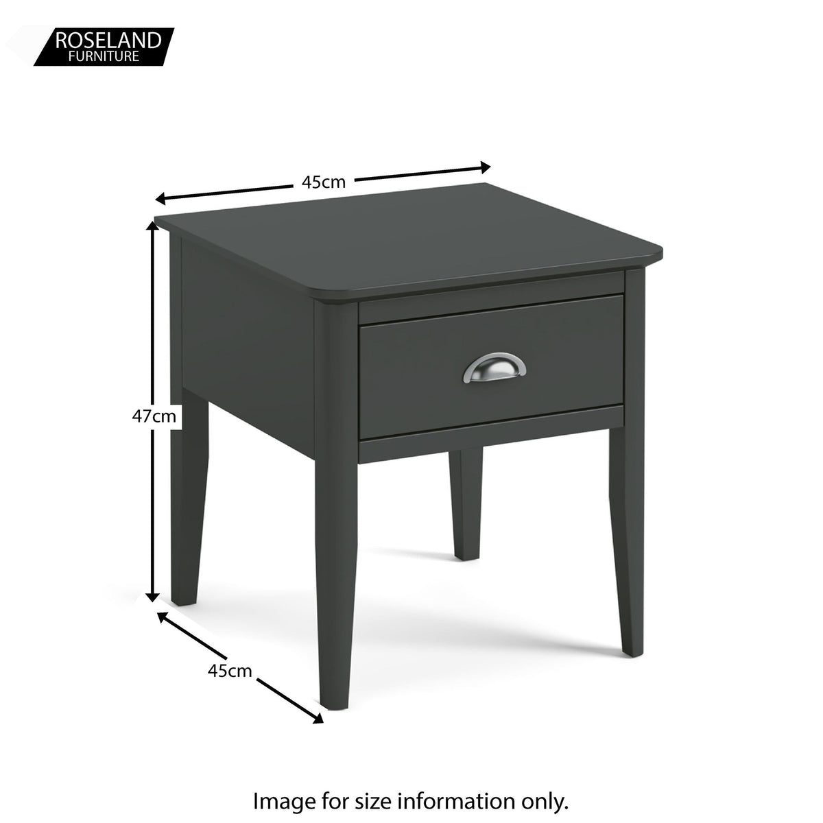 Dumbarton Charcoal Lamp Table - Size Guide