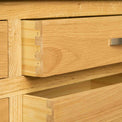 Dovetail joints on a London Oak Large Smart TV Stand.