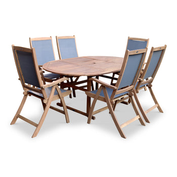 Turnbury Extending Table Set With 6 Henley Reclining Folding Armchairs
