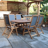 Turnbury Extending Table Set with 6 Henley Reclining Folding Chairs from Roseland Furniture