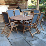 Turnbury Extending Table Set with 6 Henley Reclining Folding Chairs from Roseland Furniture