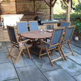 Turnbury Extending Table Set with 6 Henley Reclining Folding Chairs from Roseland Furniture