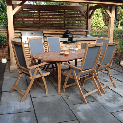 Ellipse FSC Table With 6 Reclining Folding High Back Armchairs