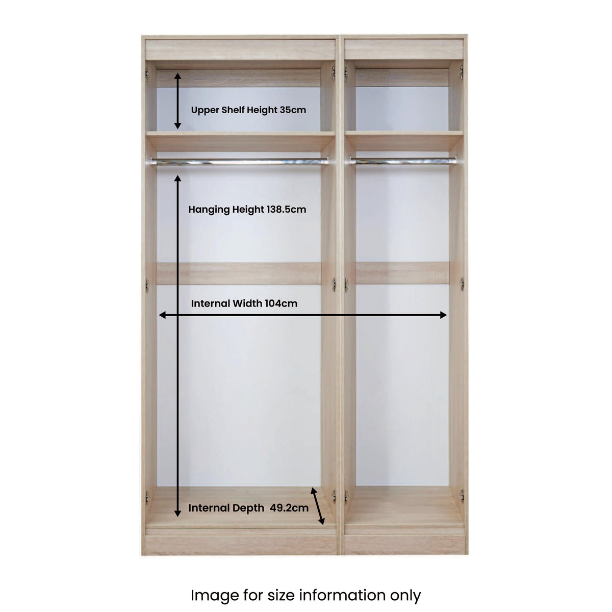 Wardrobe internal measurments