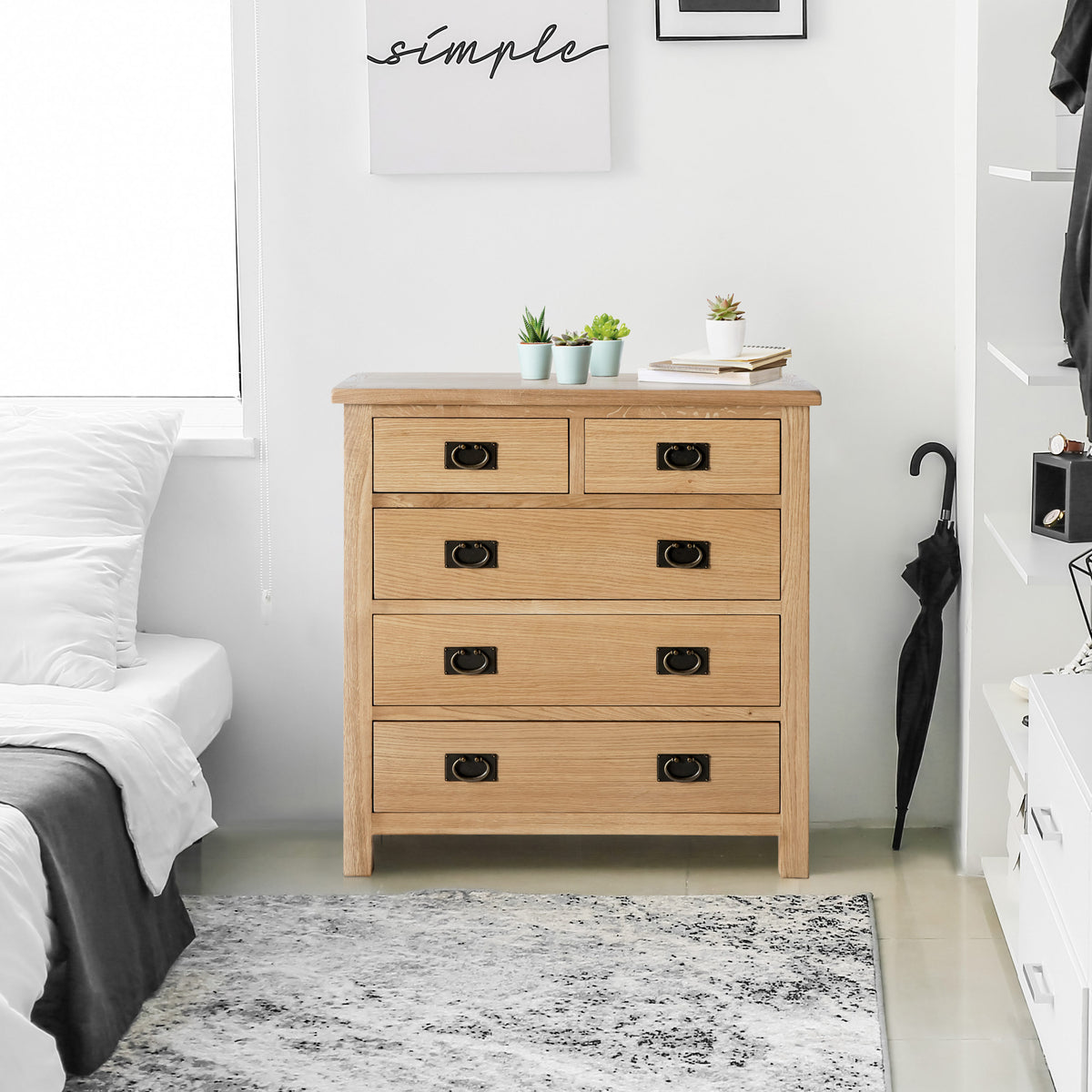 Surrey Oak 2 Over 3 Chest of Drawers - Side view