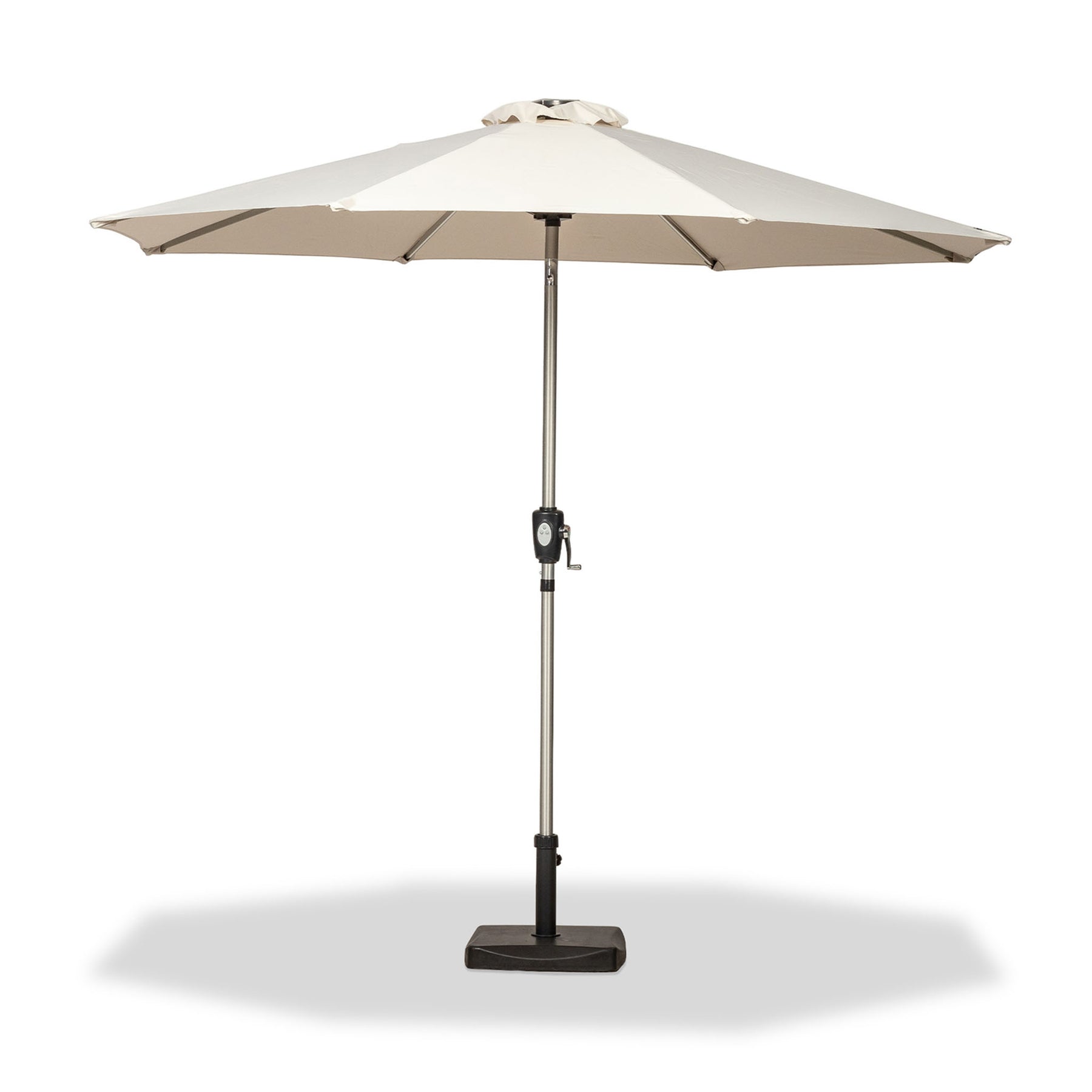 2.7m Ivory LED Lit Up Solar Powered Outdoor Crank and Tilt Parasol from Roseland Furniture