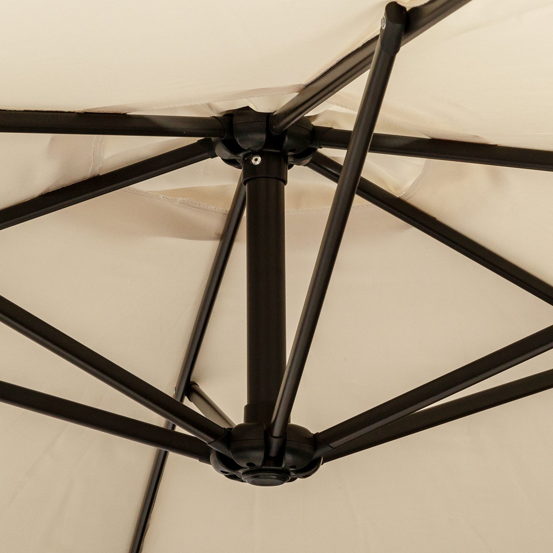 close view of the 3m Crank & Tilt Ivory Cantilever Canopy