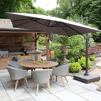 3m Square Deluxe Solar LED Cantilever Parasol with Base
