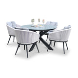 Aspen 120cm Round Table w 4 Aspen Rope Chairs from Roseland Furniture