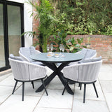 Aspen 120cm Round Table w 4 Aspen Rope Chairs from Roseland Furniture