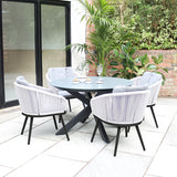 Aspen 120cm Round Table w 4 Aspen Rope Chairs from Roseland Furniture