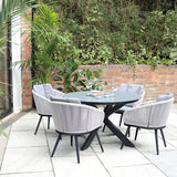 Aspen 120cm Round Table w 4 Aspen Rope Chairs from Roseland Furniture