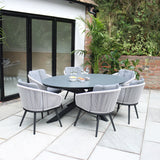 Aspen 200cm Oval Table w 6 Rope Chairs from Roseland Furniture