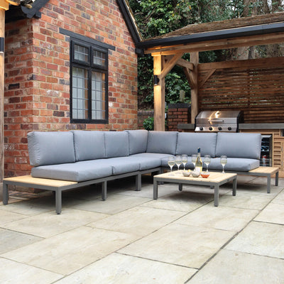 Aspen Garden Lounge Set with Teak Coffee and Side Tables