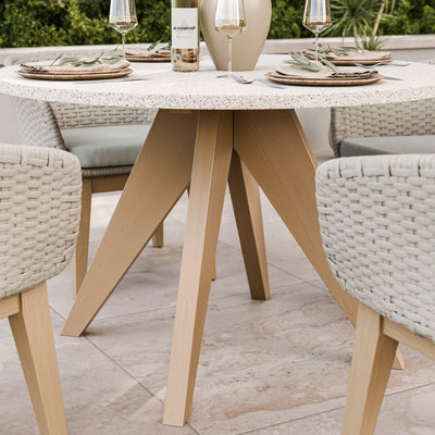 Astral 4 Seater Round Terrazzo Concrete Dining Set with Eden Dusk Dining Chairs