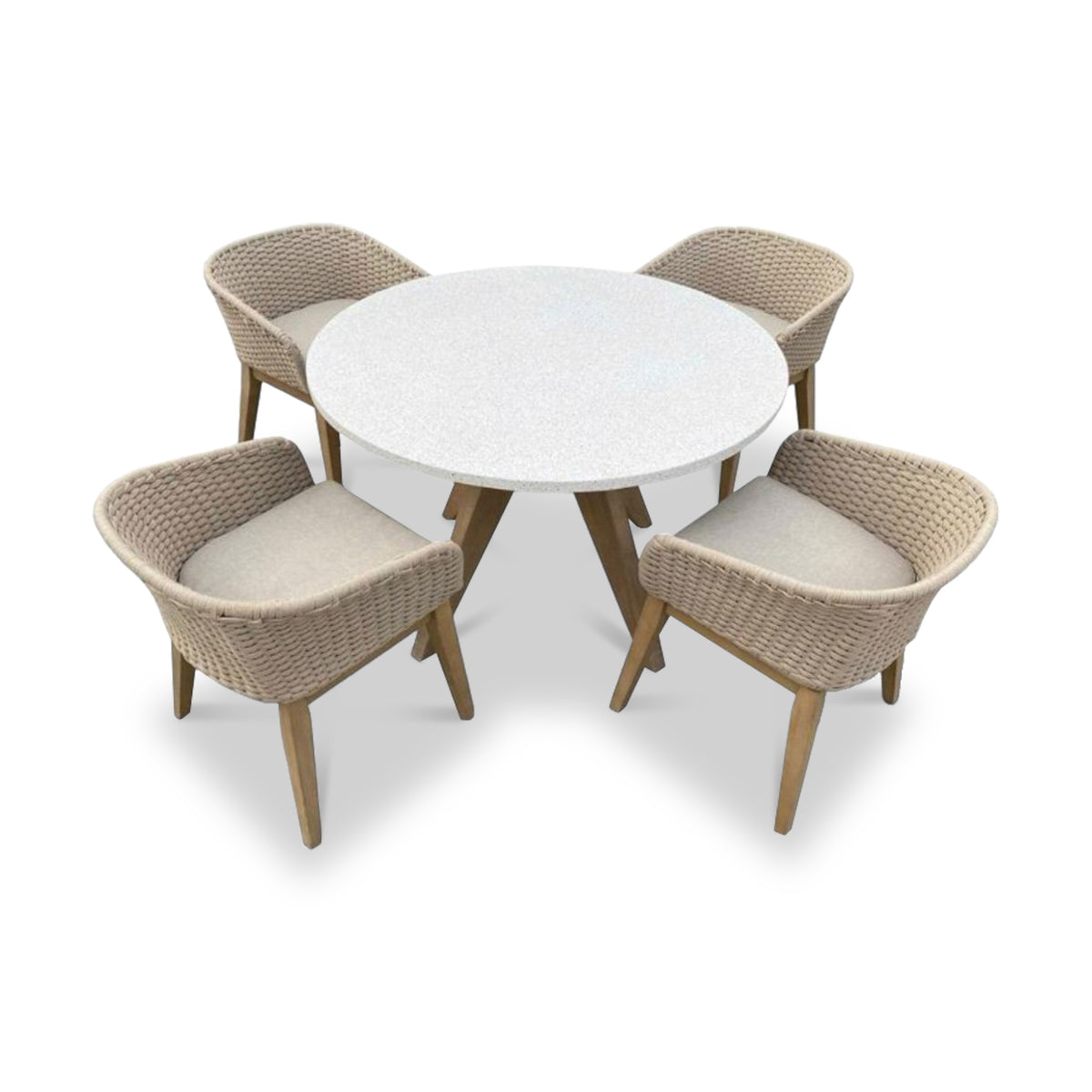 FSC 1 Astral 150cm Round Table w 6 Eden Dusk Dining Chairs from Roseland Furniture