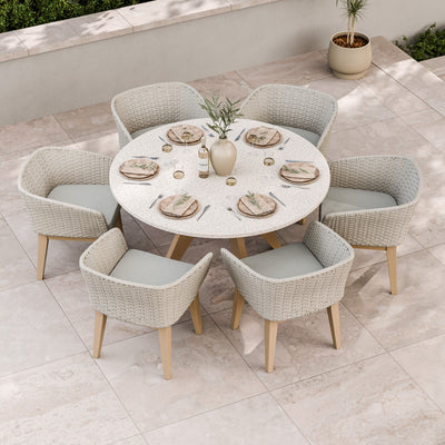 Astral 6 Seater Round Terrazzo Concrete Dining Set with Eden Dusk Dining Chairs