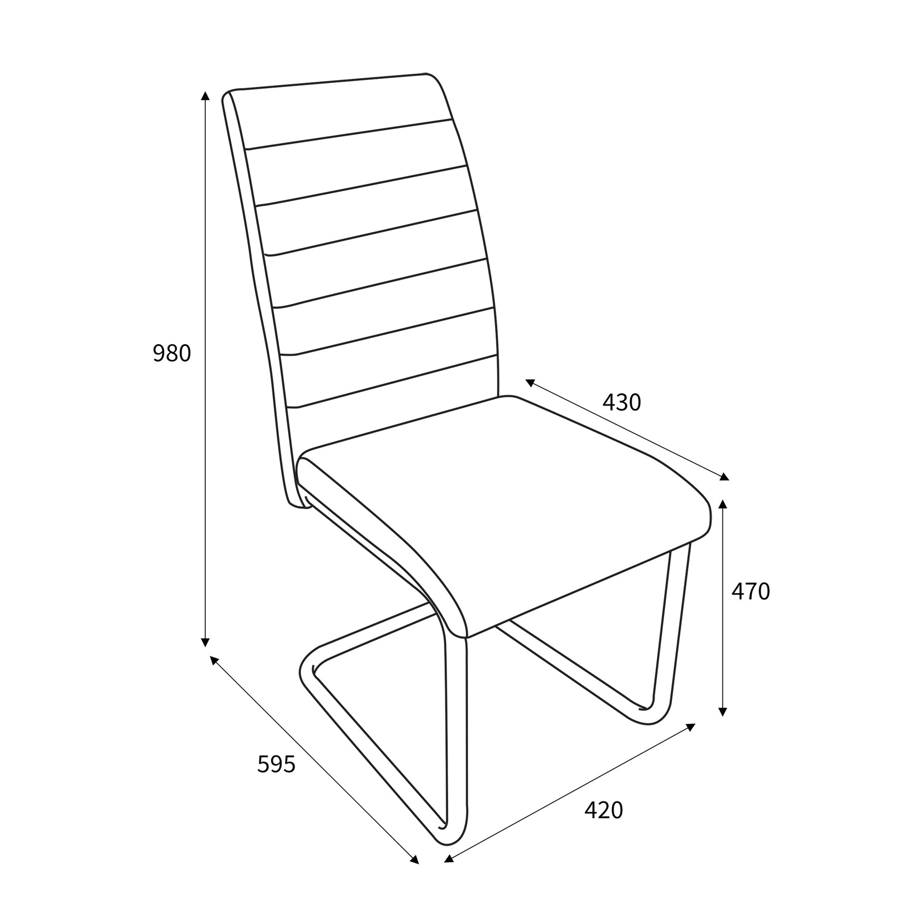 Aeron Faux Leather Dining Chair dimensions