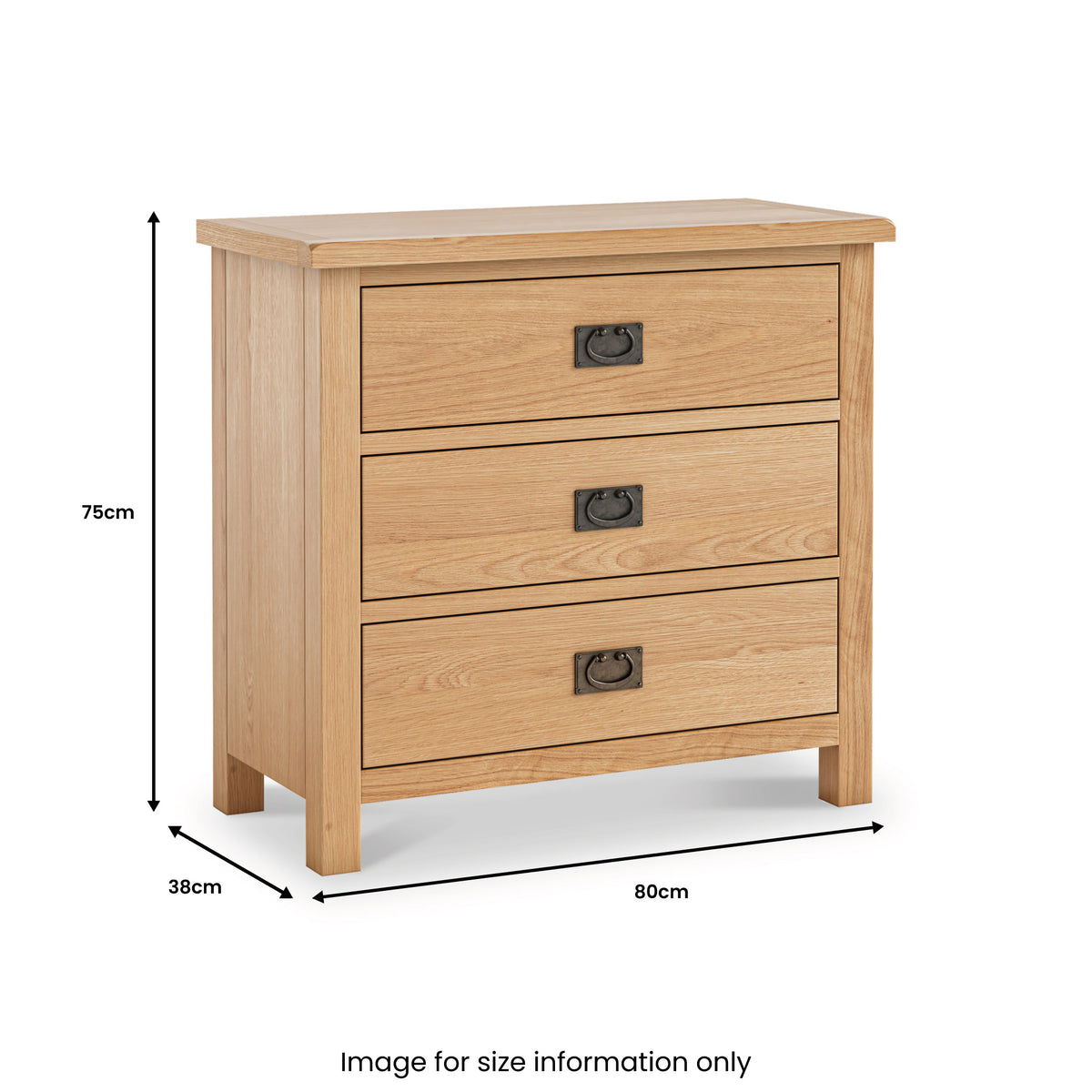 Albury Oak 3 Drawer Chest by Roseland Furniture
