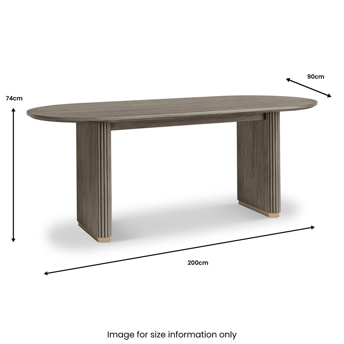 Amelie Grey 200cm Fluted Oval Dining Table 6-8 Seater Roseland