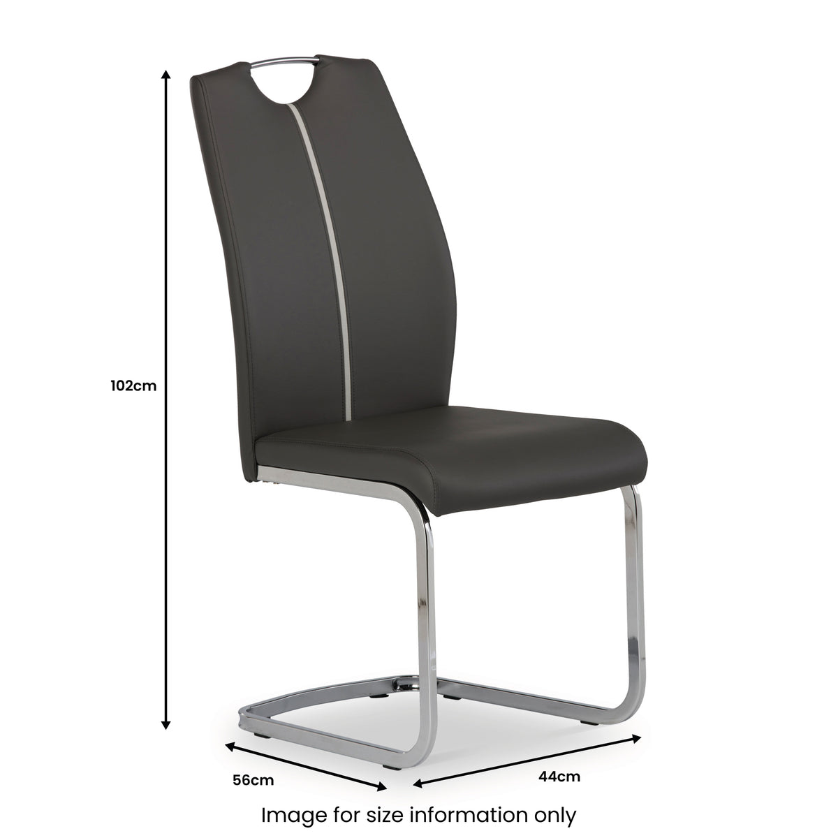 Archer Grey Faux Leather Dining Chair (Dimensions) by Roseland Furniture