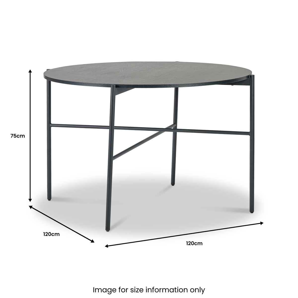 Austin 120cm Black Dining Table dimensions