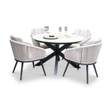 Bali 120cm Round Table w 4 Bali Rope Chairs from Roseland Furniture