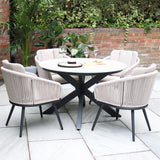 Bali 120cm Round Table w 4 Bali Rope Chairs from Roseland Furniture