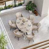 Bali 6 Seater Ellipse Ceramic Glass Dining Set with Bali Rope Chairs