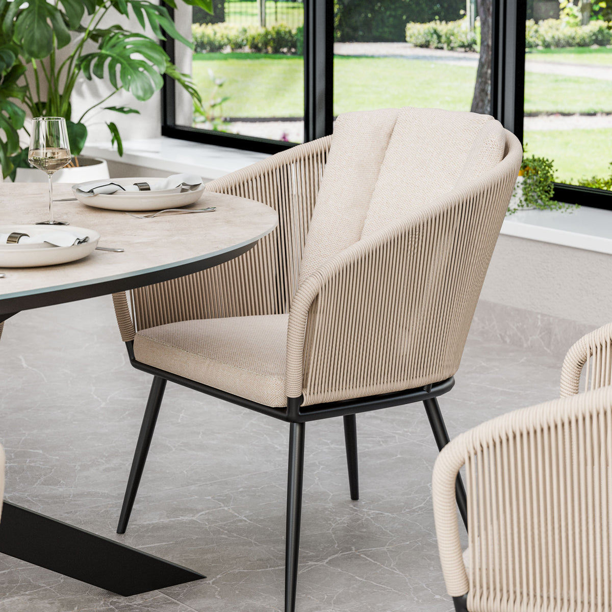 Bali 200cm Oval Table w 6 Bali Rope Chairs from Roseland Furniture